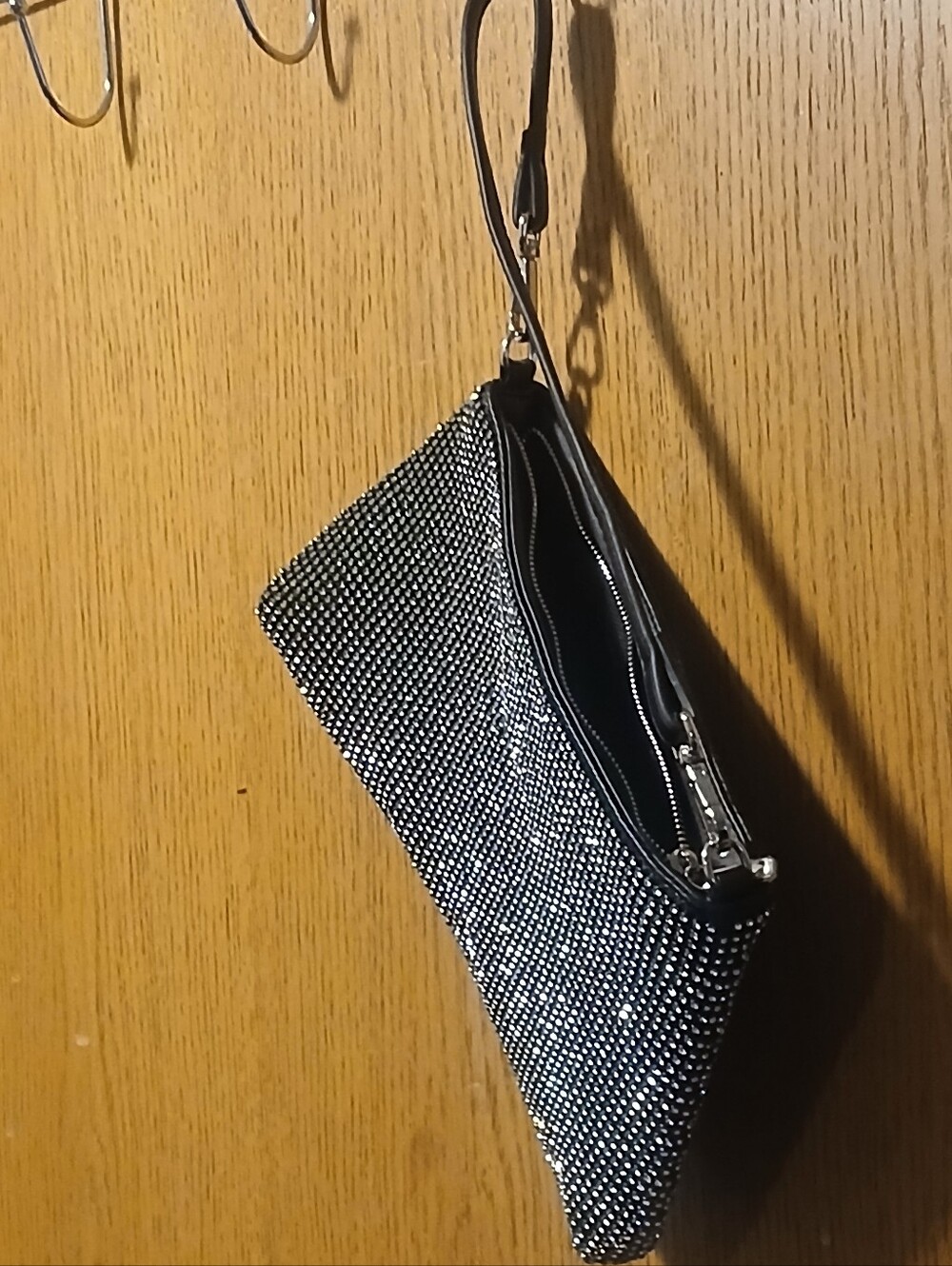 Stunning Black Rhinestone Crystal Handbag Shoulder Bag Evening Clutch/bag - Picture 3 of 9